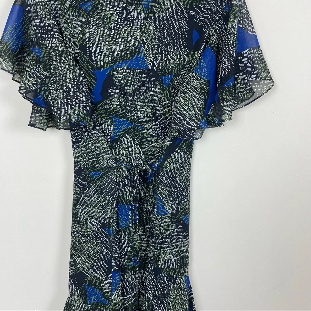 REISS Sophie Chiffon Mini Dress Green Jungle Print Green Size 0 - Picture 11 of 12